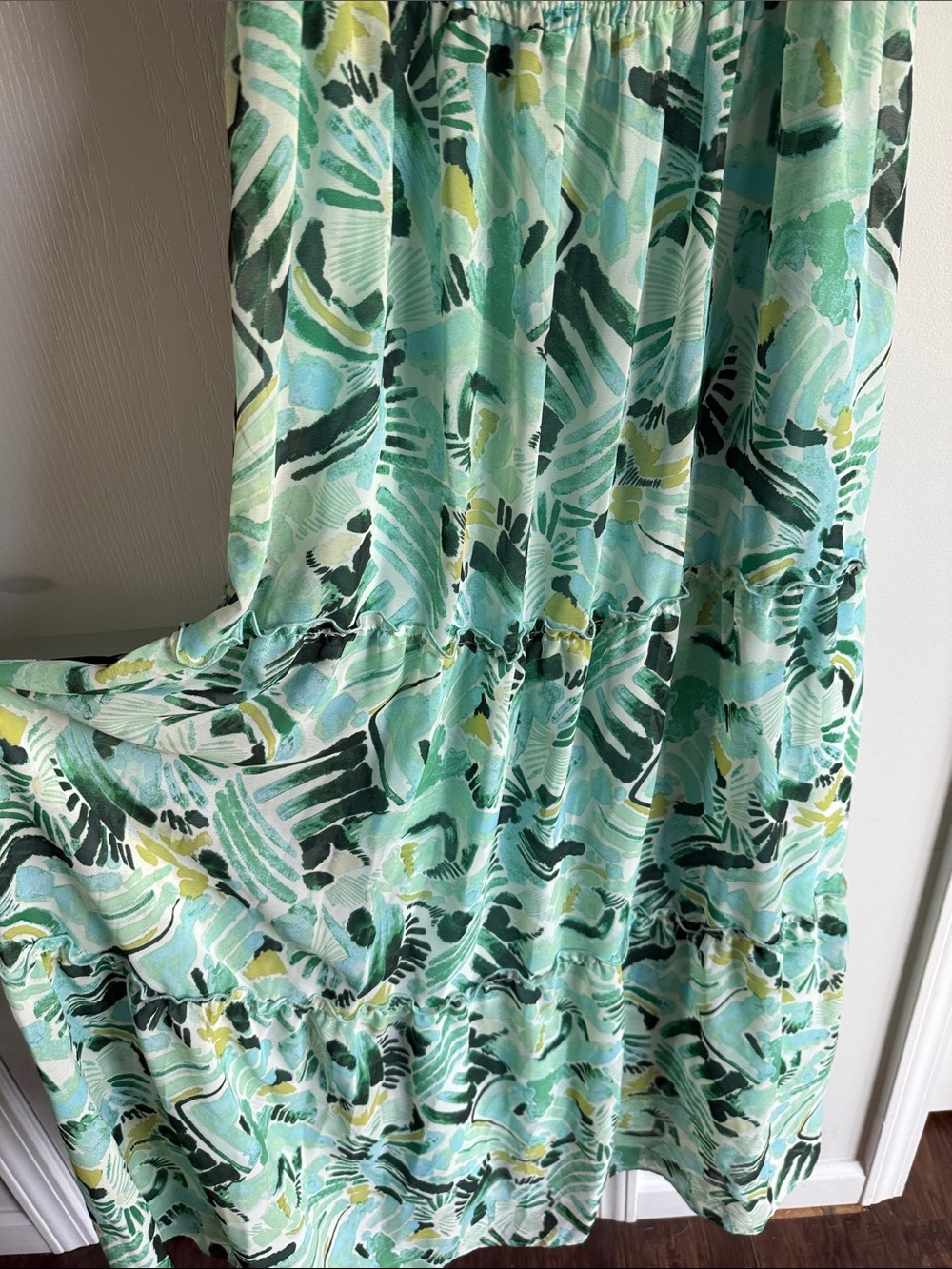 Rabbit Rabbit Rabbit Mint Green Tropical Off-Shoulder Maxi Dress - Picture 4 of 6